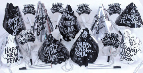 Silver New Years 10 Guest Party Kit