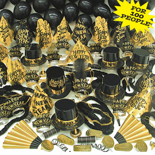 Golden New Years 100 Guest Party Kit