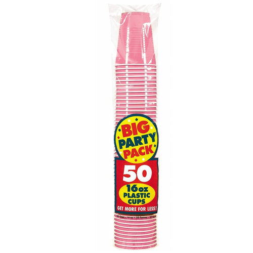 Pink 16oz Plastic Cups