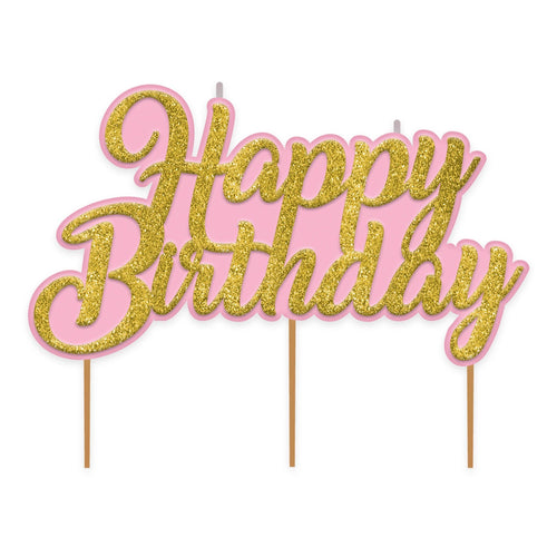 Pink & Gold Birthday Candle
