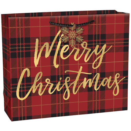 Plaid Merry Christmas Gift Bag - Medium