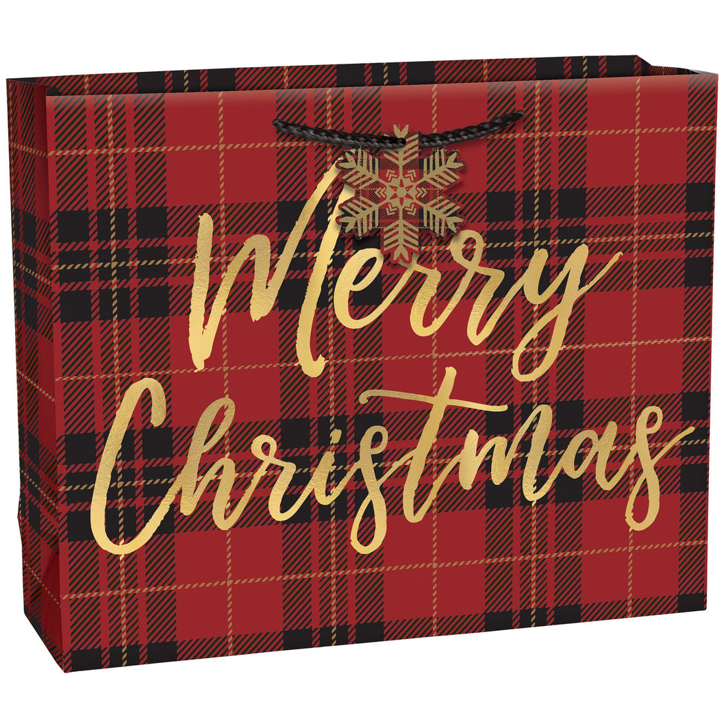 Plaid Merry Christmas Gift Bag - Medium