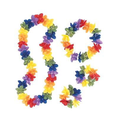 Rainbow Flower Lei Set