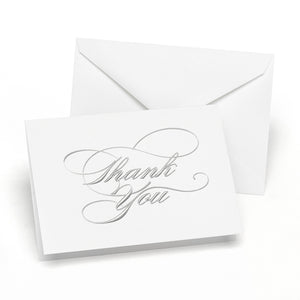 Silver Calligraphy Thank You Notes