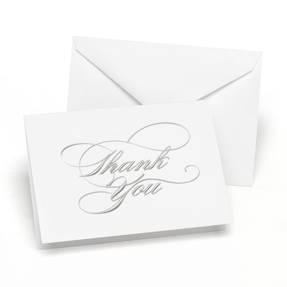 Silver Calligraphy Thank You Notes