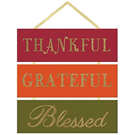 Thankful, Grateful, Blessed Hanging Sign