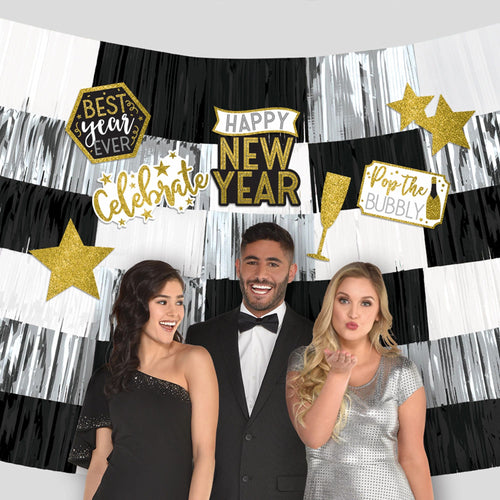 New Years Fringe Backdrop with Cutouts