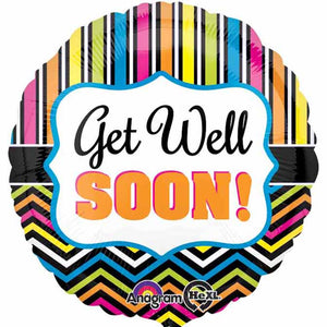 Get Well Stripes 18" Foil Balloon