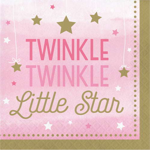 Twinkle Little Star Pink Luncheon Napkins