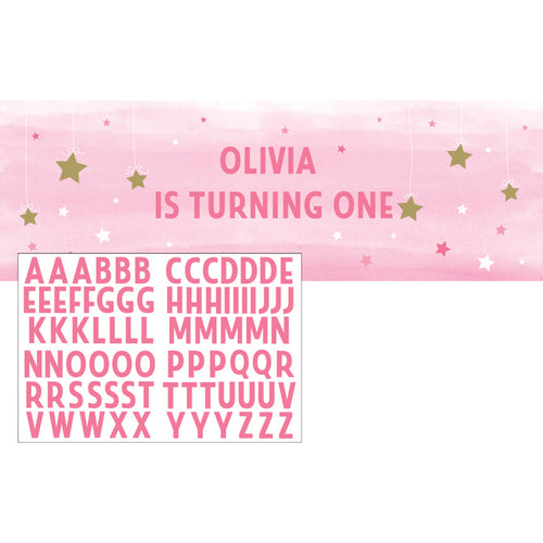Twinkle Little Star Pink Custom Banner