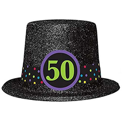 50th Birthday Glitter Top Hat
