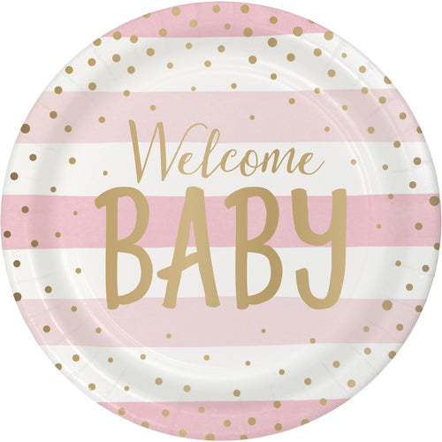 Pink & Gold Baby Dinner Plates