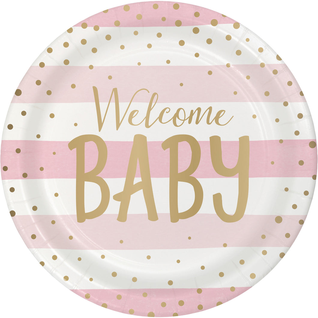 Pink & Gold Baby Dinner Plates