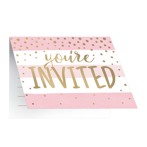 Pink & Gold Baby Invitations
