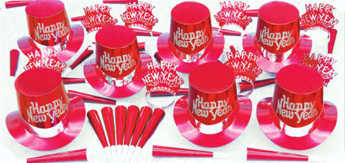 Red New Years 50 Guest Party Kit