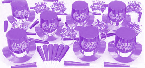 Purple New Years 50 Guest Party Kit