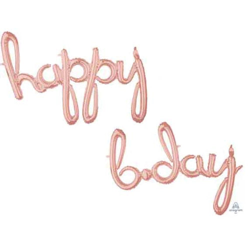 Happy Birthday Rose Gold Script Foil