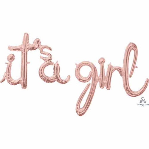 It's a Girl Pink Script Foil