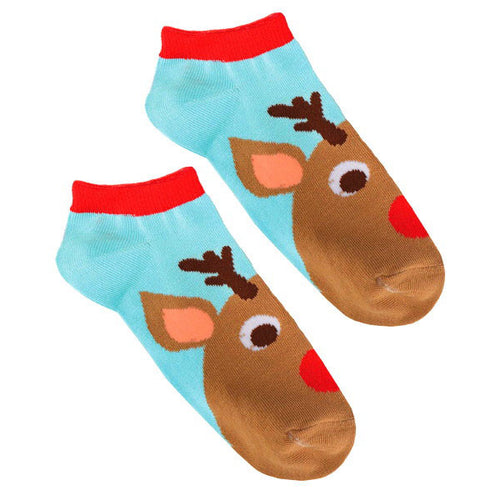 Reindeer No-Show Socks