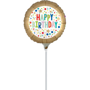 Gold Marquee Birthday 9" Microfoil Balloon