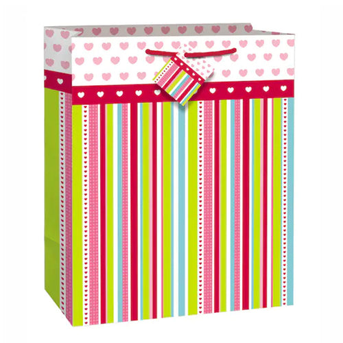 Valentine Stripes Large Gift Bag
