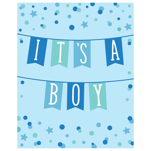 Blue Banner Baby Invitations