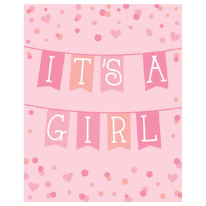 Pink Banner Baby Invitations