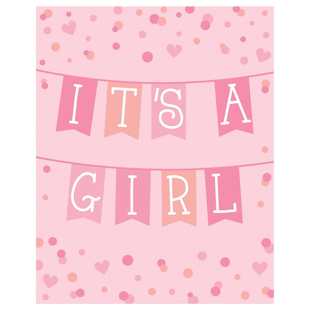 Pink Banner Baby Invitations