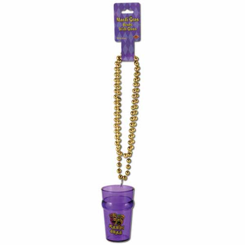 Mardi Gras Beaded Shot Glass