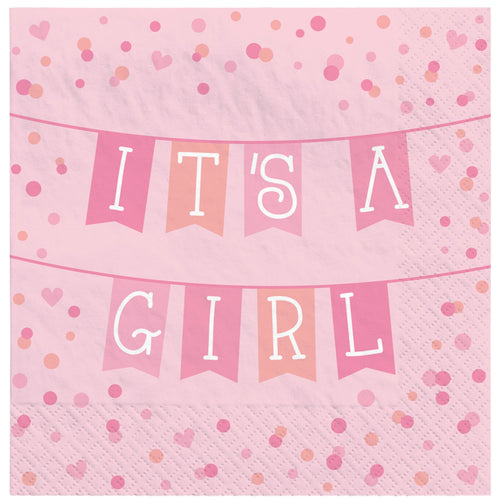 Pink Banner Baby Luncheon Napkins