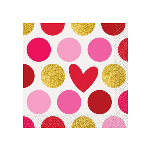 Gold Valentines Beverage Napkins