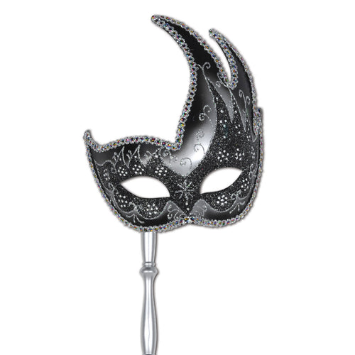 Silver Half Mask with Handle