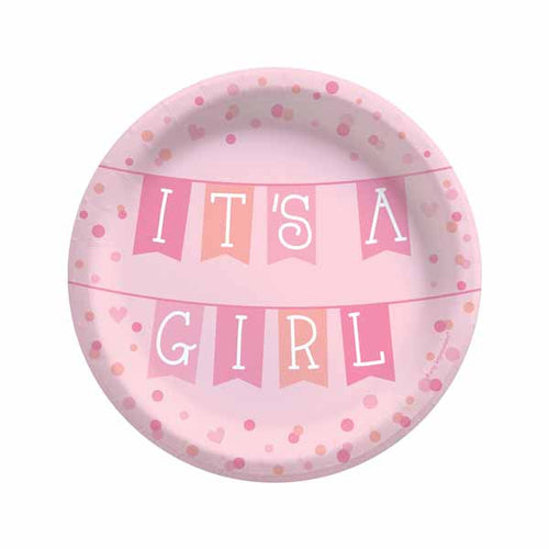 Pink Banner Baby Dessert Plates