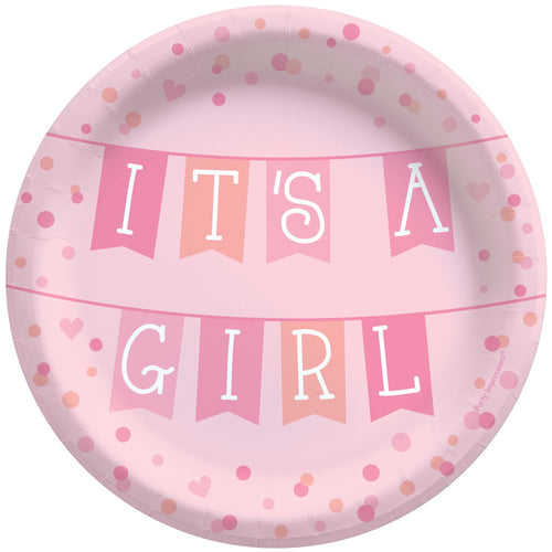 Pink Banner Baby Dinner Plates