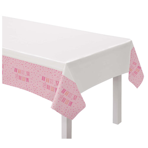 Pink Banner Baby Table Cover