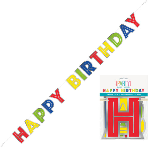 Silver Trim Birthday Banner