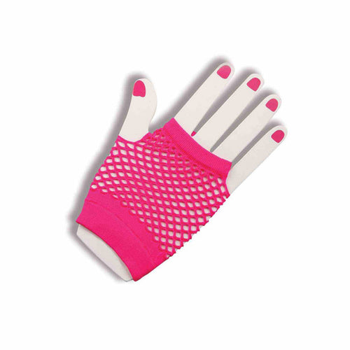 Neon Fishnet Gloves - Pink