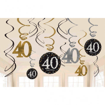 Sparkling Celebration 40th Hanging Swirls