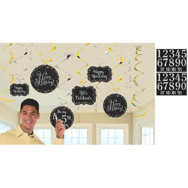 Sparkling Celebration Customizable Hanging Swirls