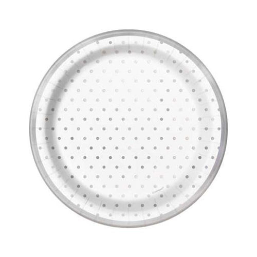 Elegant Silver Dots Dessert Plates