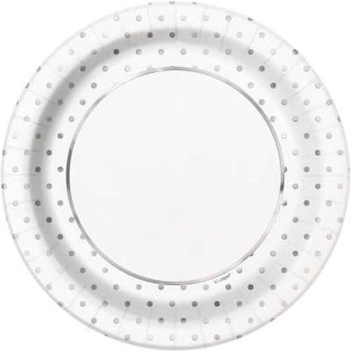 Elegant Silver Dots Dinner Plates