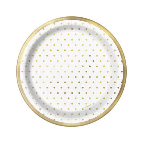 Elegant Gold Dots Dessert Plates