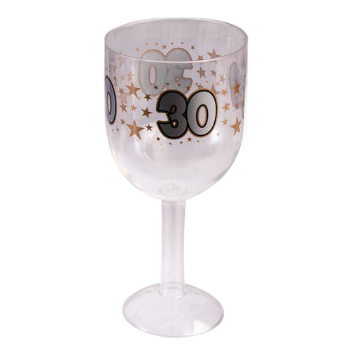 30th Plastic Wine Glass