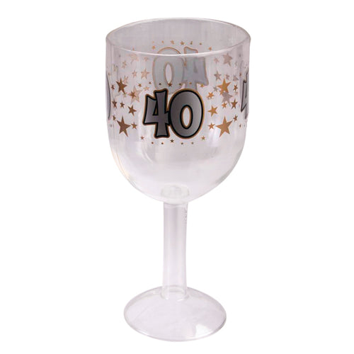 40th Plastic Wine Glass