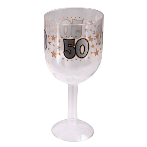 50th Plastic Wine Glass