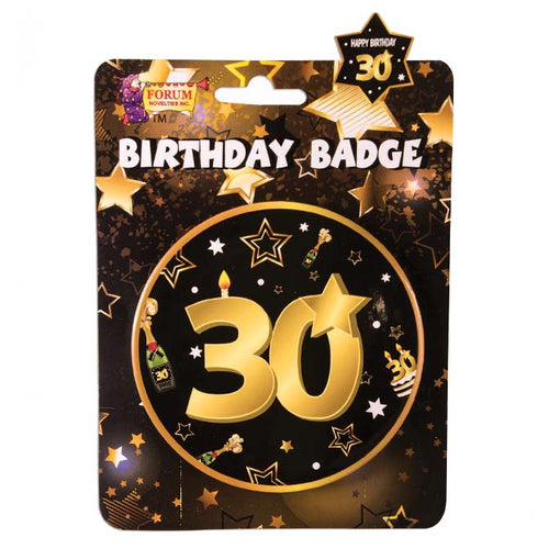 30th Birthday Badge - Black & Gold