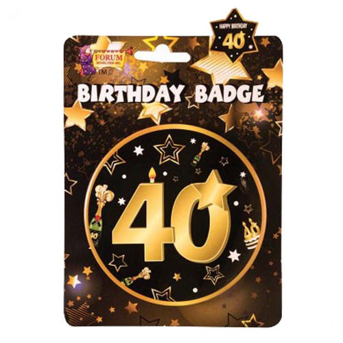 40th Birthday Badge - Black & Gold