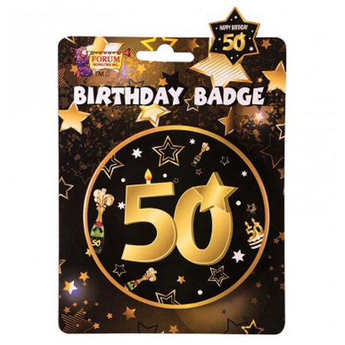 50th Birthday Badge - Black & Gold