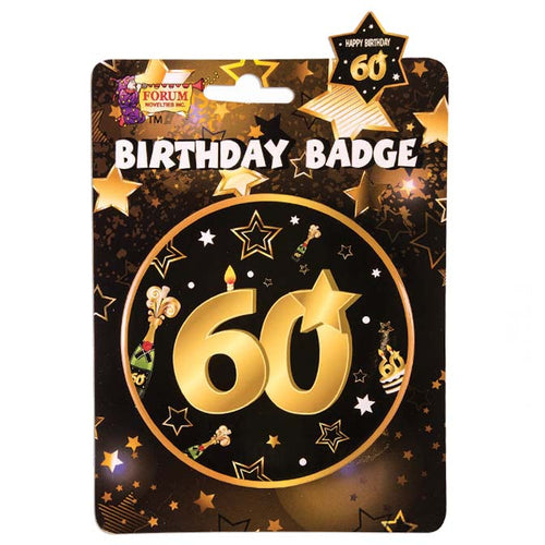 60th Birthday Badge - Black & Gold