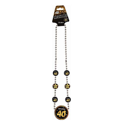 40th Beaded Necklace - Black & Gold